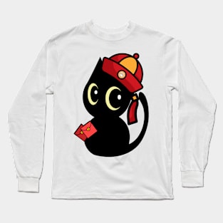 Cute Black Cat lunar new year Long Sleeve T-Shirt